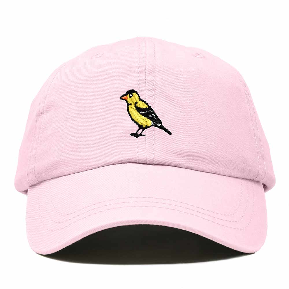 Dalix Eastern Goldfinch Iowa Embroidered Bird Cotton Baseball Cap Dad Hat Mens Womens Outdoor Summer in Washed Pink