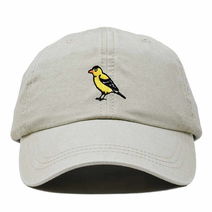 Dalix Eastern Goldfinch New Jersey Embroidered Bird Cotton Baseball Cap Dad Hat Mens Womens Outdoor Summer in Washed Stone White