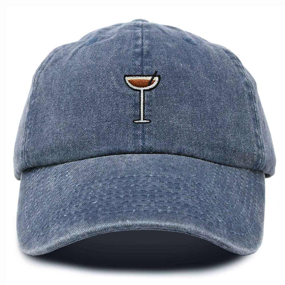 Dalix Coffee Martini Embroidered Cap Cotton Baseball Cute Cool Dad Hat Womens in Navy Blue