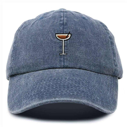 Dalix Coffee Martini Embroidered Cap Cotton Baseball Cute Cool Dad Hat Womens in Navy Blue