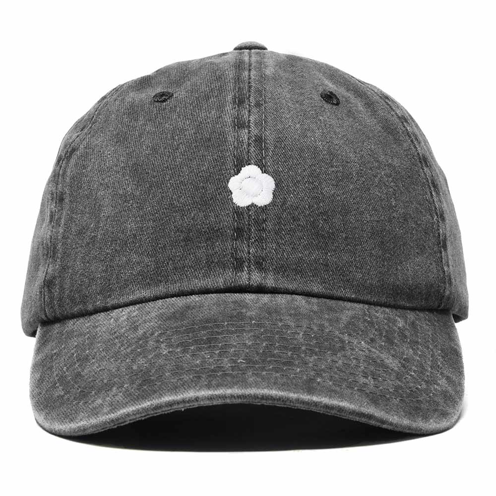 Dalix Lil Flower Embroidered Cotton Cap Outdoor Dad Hat Womens in Black