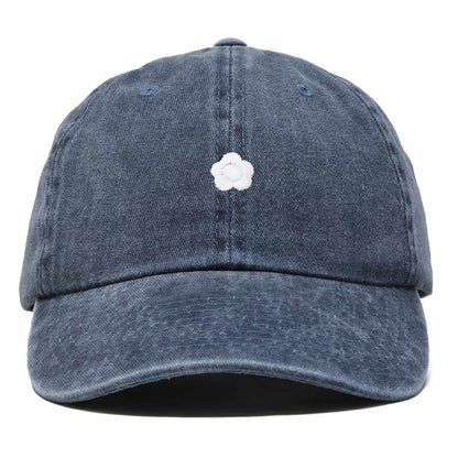 Dalix Lil Flower Embroidered Cotton Cap Outdoor Dad Hat Womens in Navy Blue