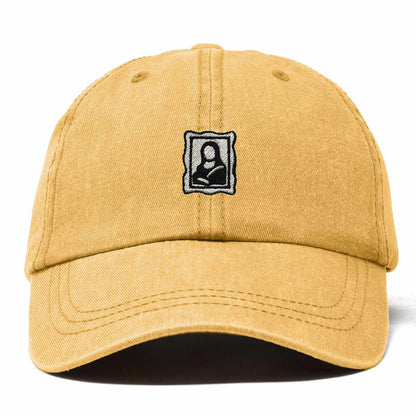 Dalix Portrait Frame Embroidered Adjustable Art Cotton Twill Dad Hat for Women in Washed Gold