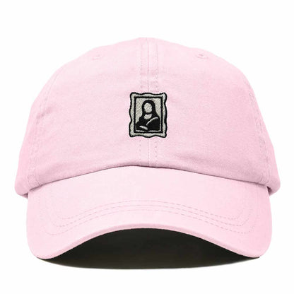 Dalix Portrait Frame Embroidered Adjustable Art Cotton Twill Dad Hat for Women in Washed Pink