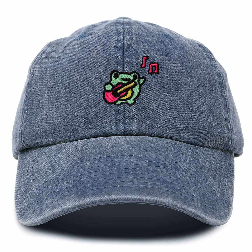 Dalix Melody Frog Embroidered Womens Cotton Dad Hat Baseball Cap Adjustable in Navy Blue