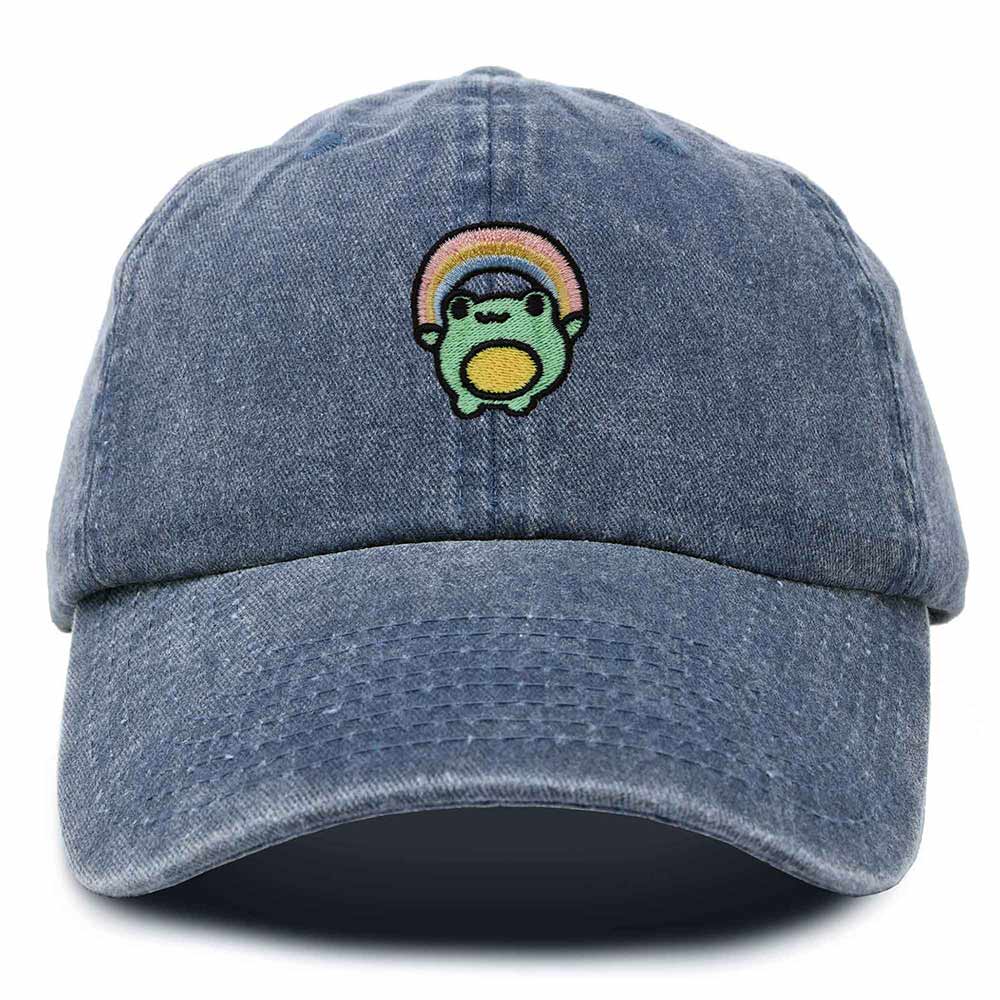 Dalix Rainbow Frog Embroidered Womens Cotton Dad Hat Baseball Cap Adjustable in Navy Blue