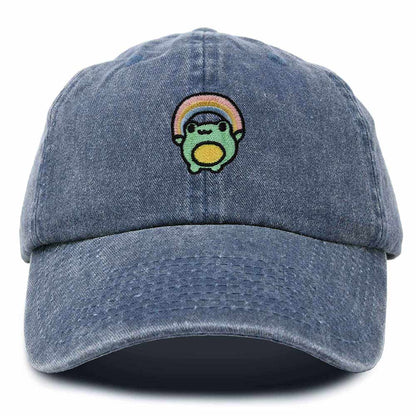 Dalix Rainbow Frog Embroidered Womens Cotton Dad Hat Baseball Cap Adjustable in Navy Blue
