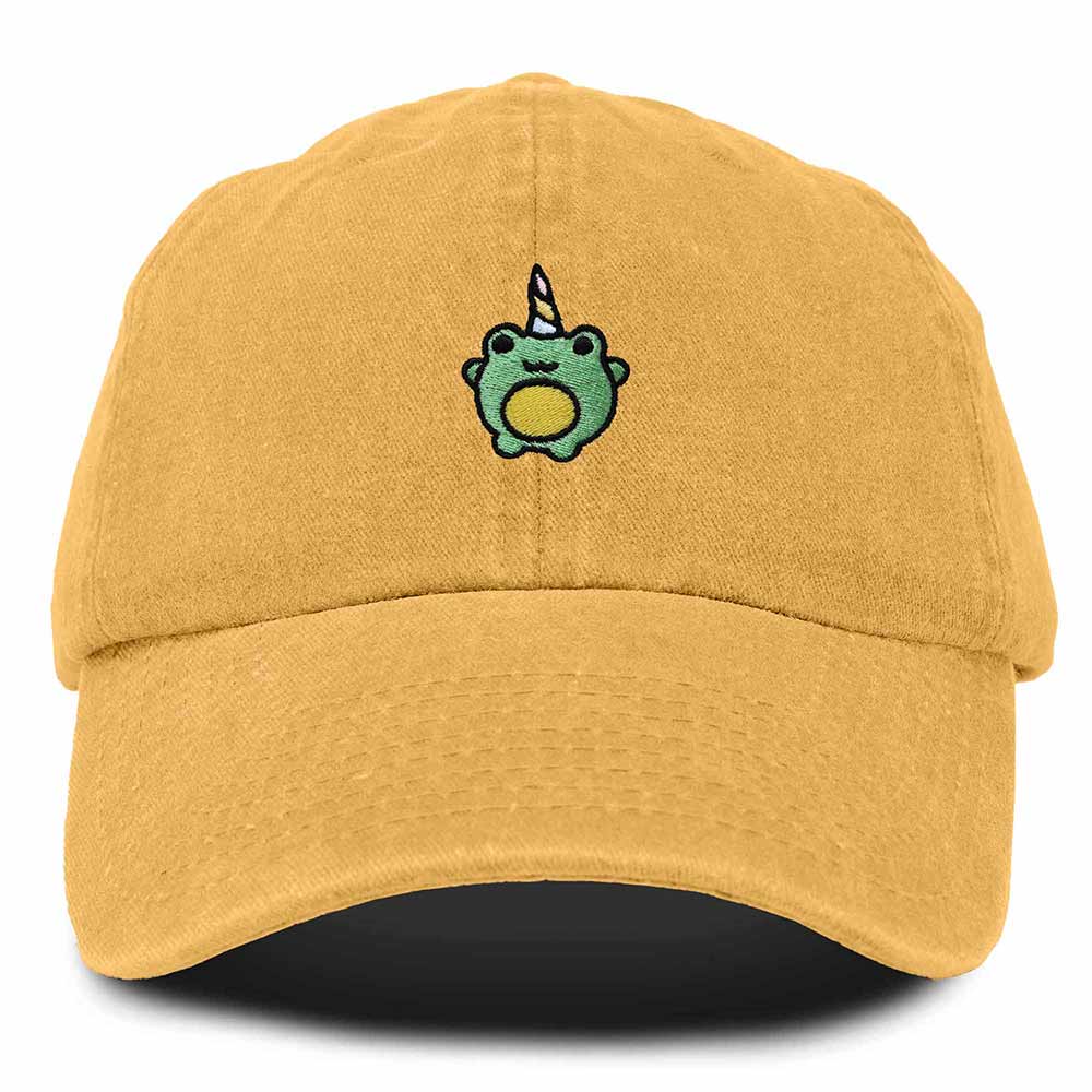 Dalix Froggy Unicorn Embroidered Cotton Dad Hat Baseball Cap Adjustable Mens Womens in Gold