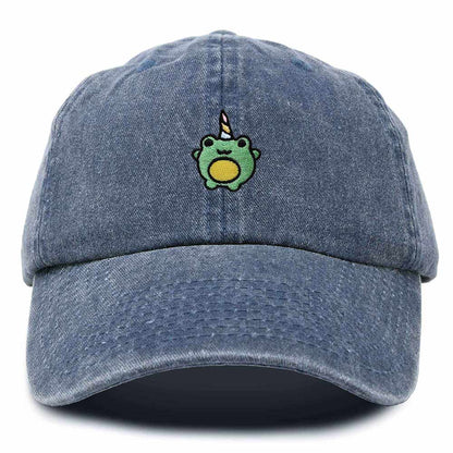 Dalix Froggy Unicorn Embroidered Cotton Dad Hat Baseball Cap Adjustable Mens Womens in Navy Blue