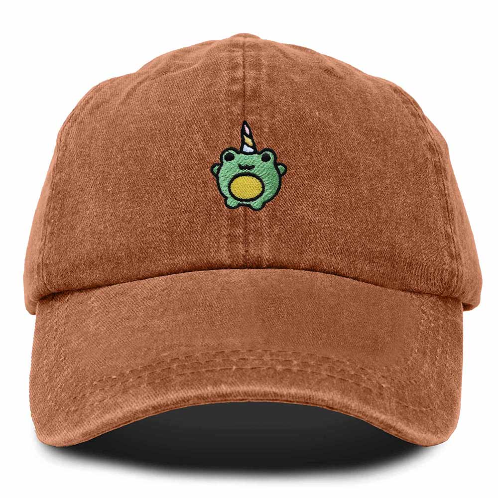 Dalix Froggy Unicorn Embroidered Cotton Dad Hat Baseball Cap Adjustable Mens Womens in Orange