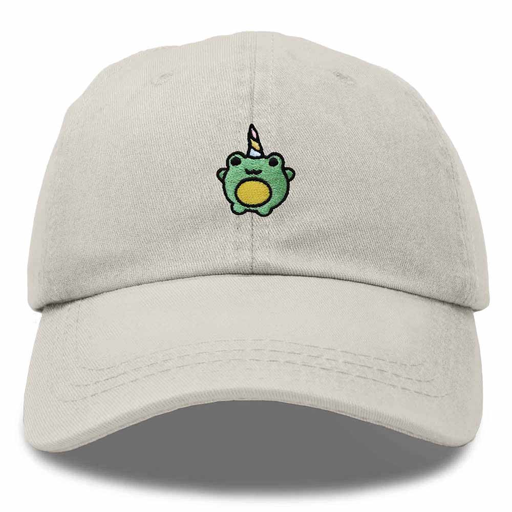 Dalix Froggy Unicorn Embroidered Cotton Dad Hat Baseball Cap Adjustable Mens Womens in White