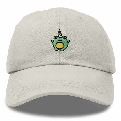 Dalix Froggy Unicorn Embroidered Cotton Dad Hat Baseball Cap Adjustable Mens Womens in White