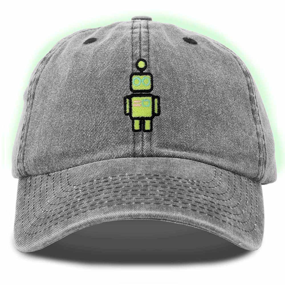 Dalix Robot Embroidered Glow in the Dark Retro Dad Hat Cotton Baseball Cap Adjustable Mens