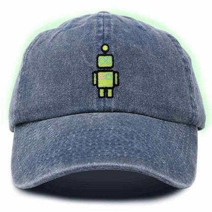 Dalix Robot Embroidered Glow in the Dark Retro Dad Hat Cotton Baseball Cap Adjustable Mens