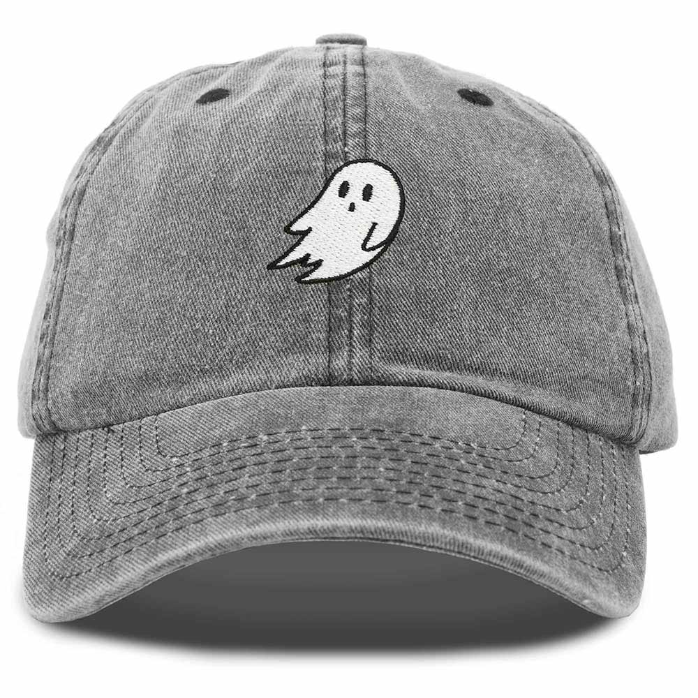 Dalix Ghost Embroidered Mens Womens Cotton Dad Hat Baseball Cap Adjustable in Black