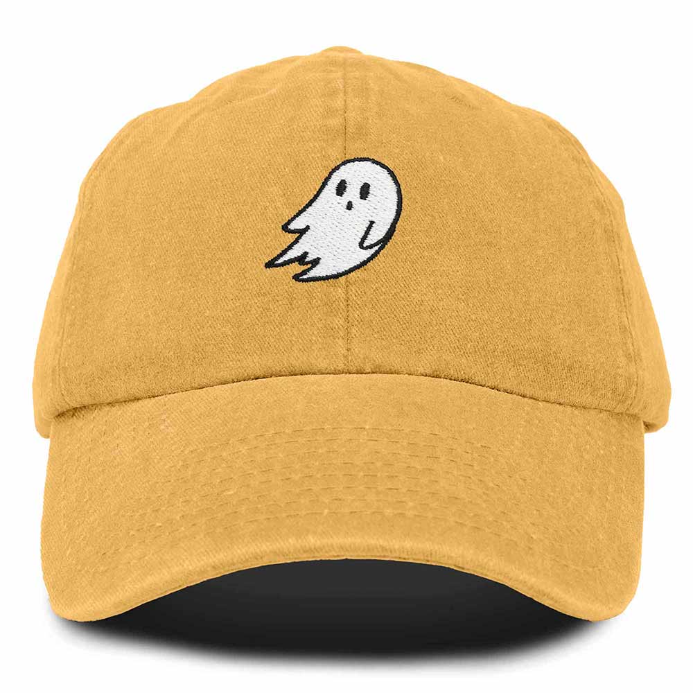 Dalix Ghost Embroidered Mens Womens Cotton Dad Hat Baseball Cap Adjustable in Gold