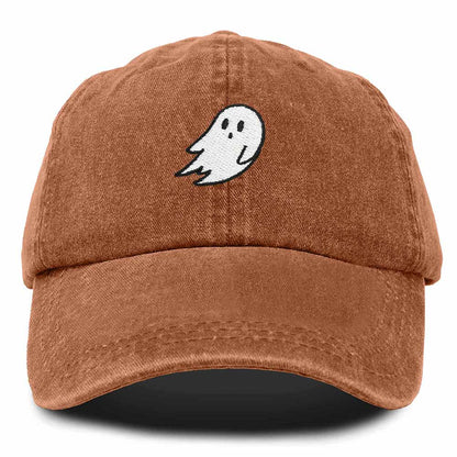 Dalix Ghost Embroidered Mens Womens Cotton Dad Hat Baseball Cap Adjustable in Orange