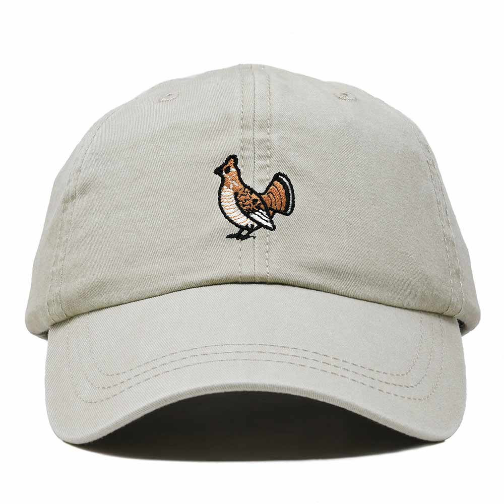 Dalix Ruffed Grouse Pennsylvania Embroidered Bird Cotton Baseball Cap Dad Hat Mens Womens Outdoor Summer in Washed Stone White