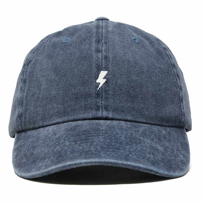 Dalix Lil Bolt Embroidered Cotton Summer Outdoor Baseball Cap Dad Hat Mens in Washed Navy Blue