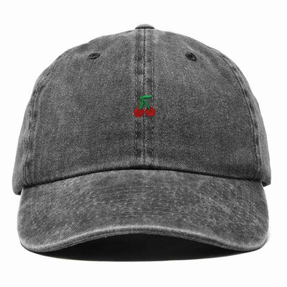 Dalix Lil Cherry Embroidered Cotton Summer Outdoor Baseball Cap Dad Hat Womens in Washed Black