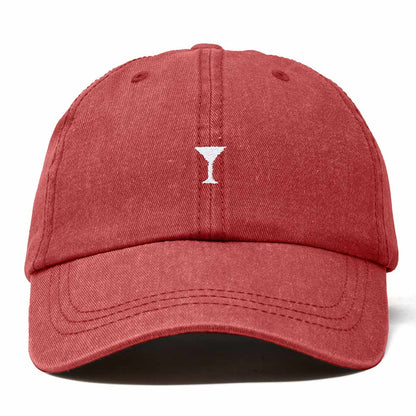 Dalix Lil Martini Embroidered Cotton Summer Outdoor Baseball Cap Dad Hat Womens in Washed Red