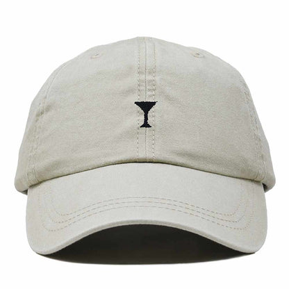 Dalix Lil Martini Embroidered Cotton Summer Outdoor Baseball Cap Dad Hat Womens in Washed Stone White
