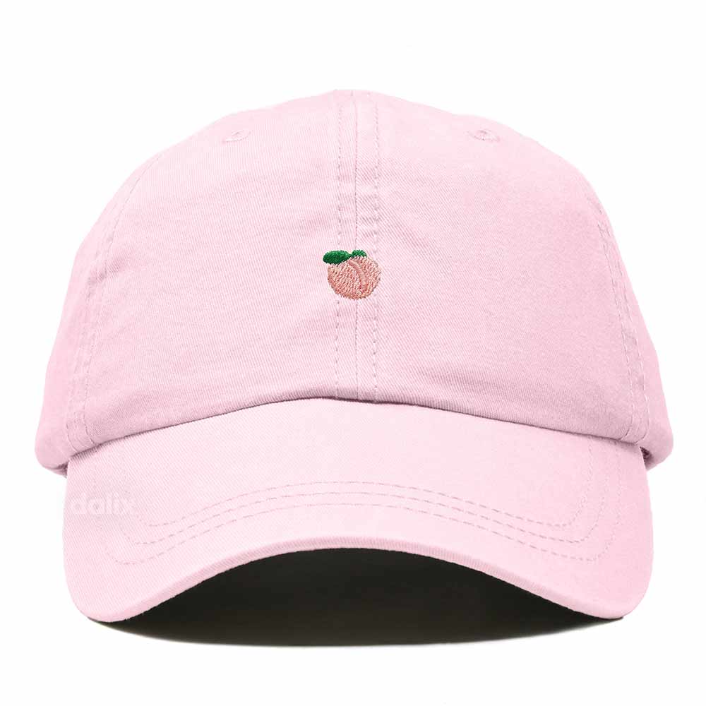 Dalix Lil Peach Embroidered Cotton Summer Cute Outdoor Baseball Cap Dad Hat Womens in Washed Pink