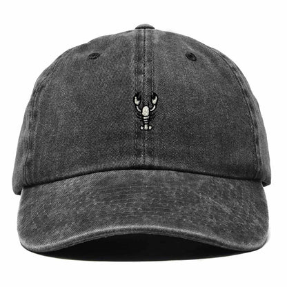 Dalix Lobster Embroidered Adjustable Cotton Twill Dad Hat for Women in Washed Black