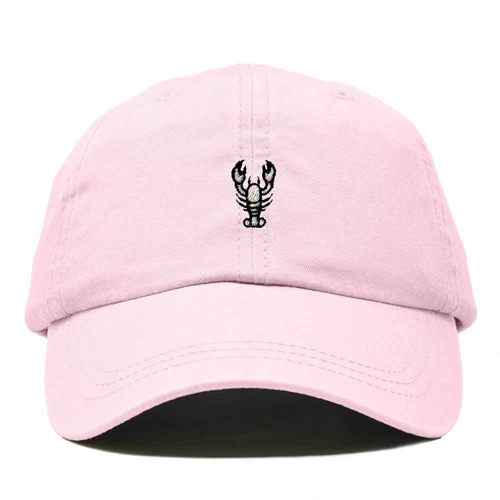 Dalix Lobster Embroidered Adjustable Cotton Twill Dad Hat for Women in Washed Pink