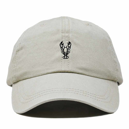 Dalix Lobster Embroidered Adjustable Cotton Twill Dad Hat for Women in Washed Stone White