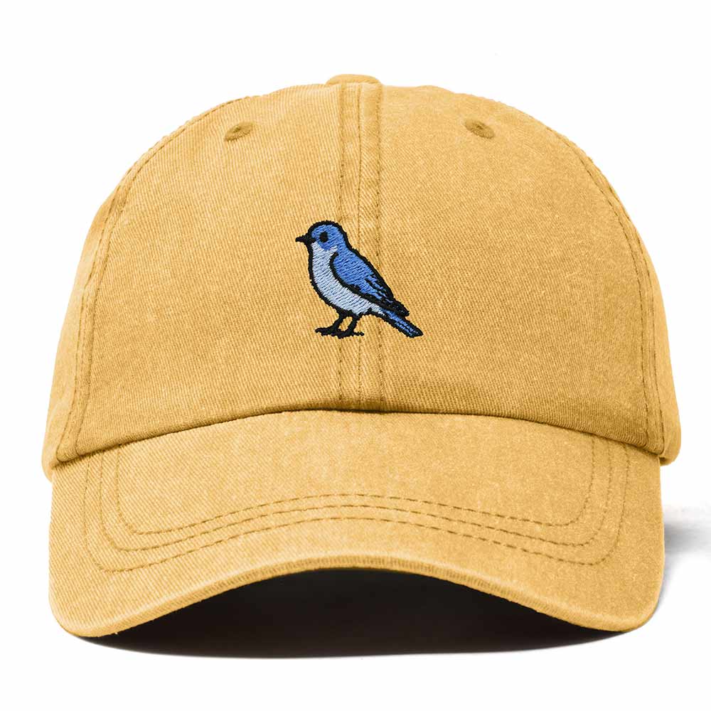 Dalix Mountain Bluebird Idaho Embroidered Bird Cotton Baseball Cap Dad Hat Mens Womens Outdoor Summer in Washed Gold