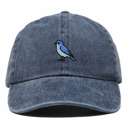 Dalix Mountain Bluebird Idaho Embroidered Bird Cotton Baseball Cap Dad Hat Mens Womens Outdoor Summer in Washed Navy Blue