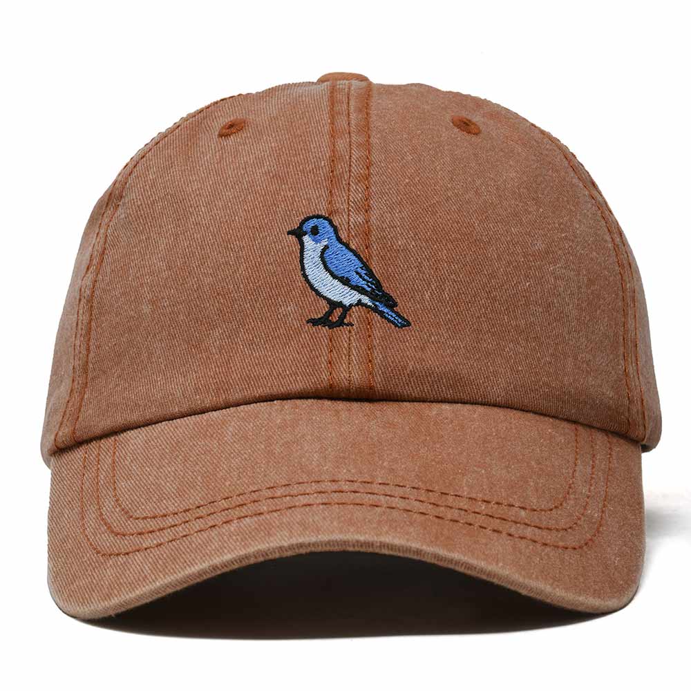 Dalix Mountain Bluebird Idaho Embroidered Bird Cotton Baseball Cap Dad Hat Mens Womens Outdoor Summer in Washed Orange