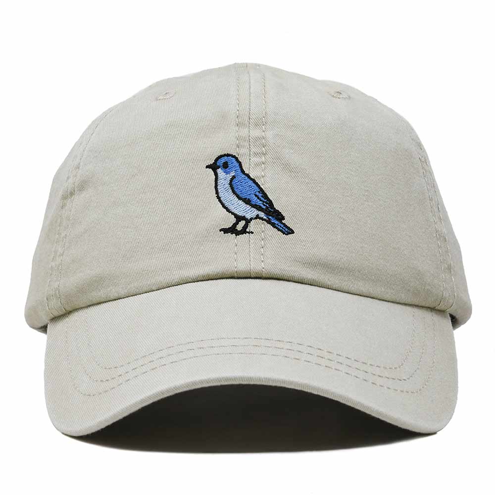 Dalix Mountain Bluebird Idaho Embroidered Bird Cotton Baseball Cap Dad Hat Mens Womens Outdoor Summer in Washed Stone White
