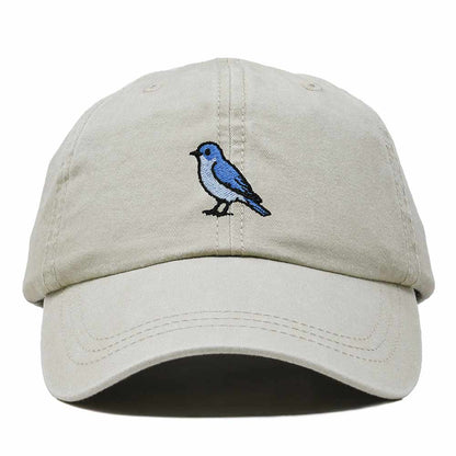 Dalix Mountain Bluebird Idaho Embroidered Bird Cotton Baseball Cap Dad Hat Mens Womens Outdoor Summer in Washed Stone White