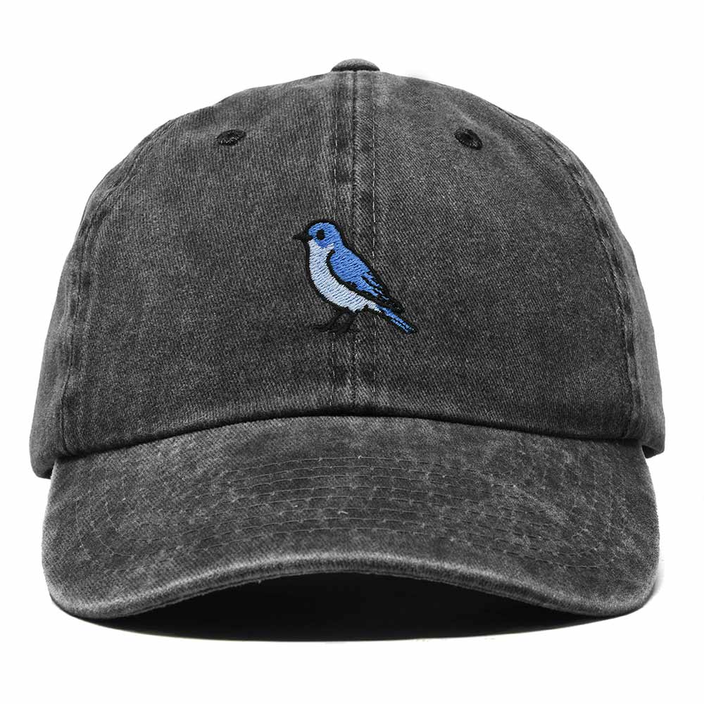 Dalix Mountain Bluebird Nevada Embroidered Bird Cotton Baseball Cap Dad Hat Mens Womens Outdoor Summer in Washed Black