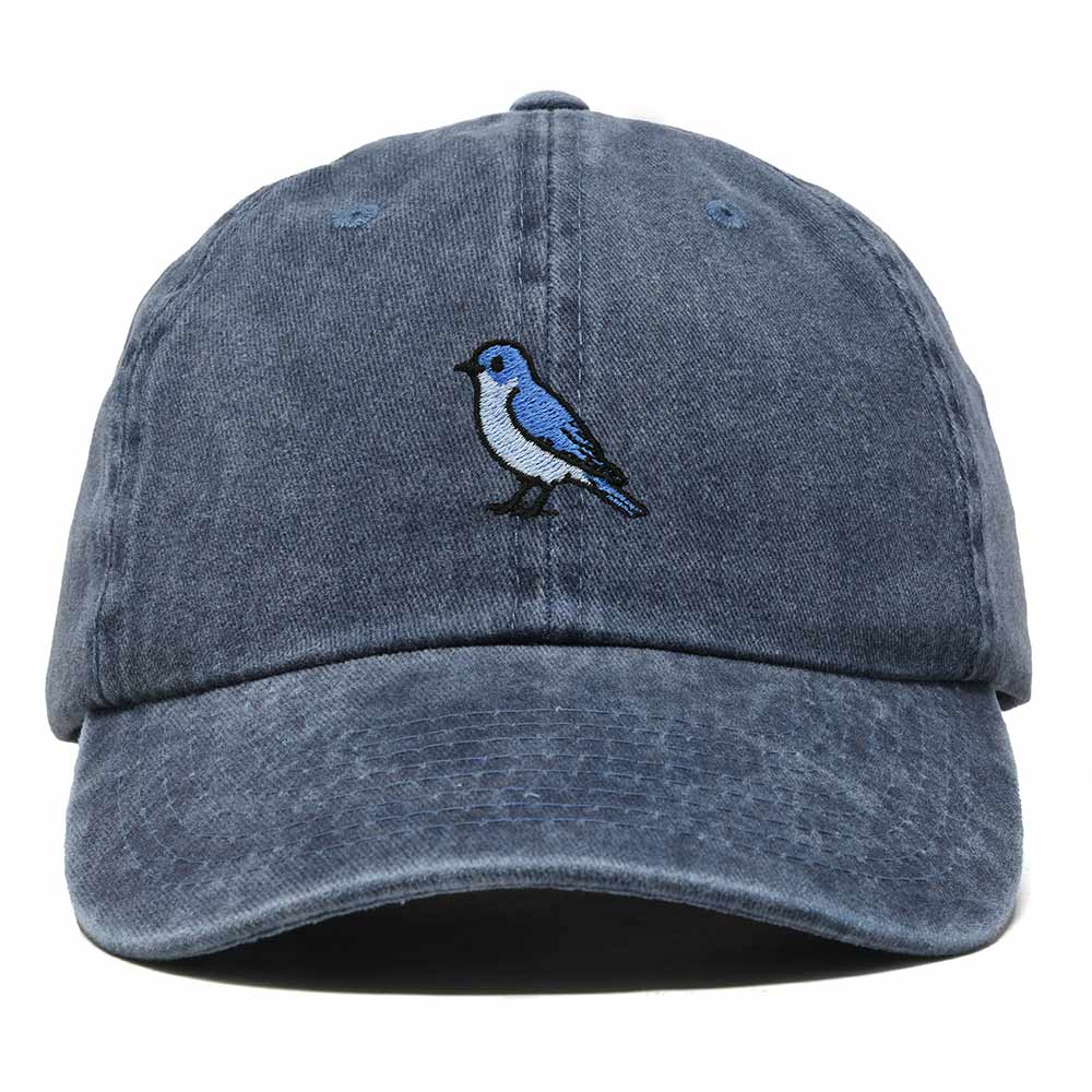 Dalix Mountain Bluebird Nevada Embroidered Bird Cotton Baseball Cap Dad Hat Mens Womens Outdoor Summer in Washed Navy Blue