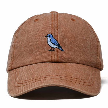 Dalix Mountain Bluebird Nevada Embroidered Bird Cotton Baseball Cap Dad Hat Mens Womens Outdoor Summer in Washed Orange