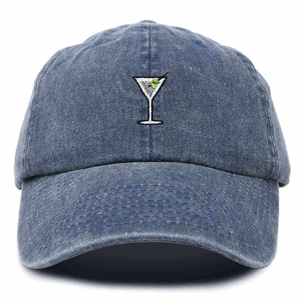Dalix Martini Embroidered Cap Cotton Baseball Cute Cool Dad Hat Womens in Navy Blue