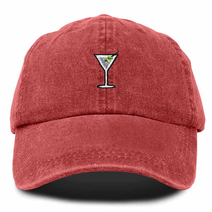 Dalix Martini Embroidered Cap Cotton Baseball Cute Cool Dad Hat Womens in Red
