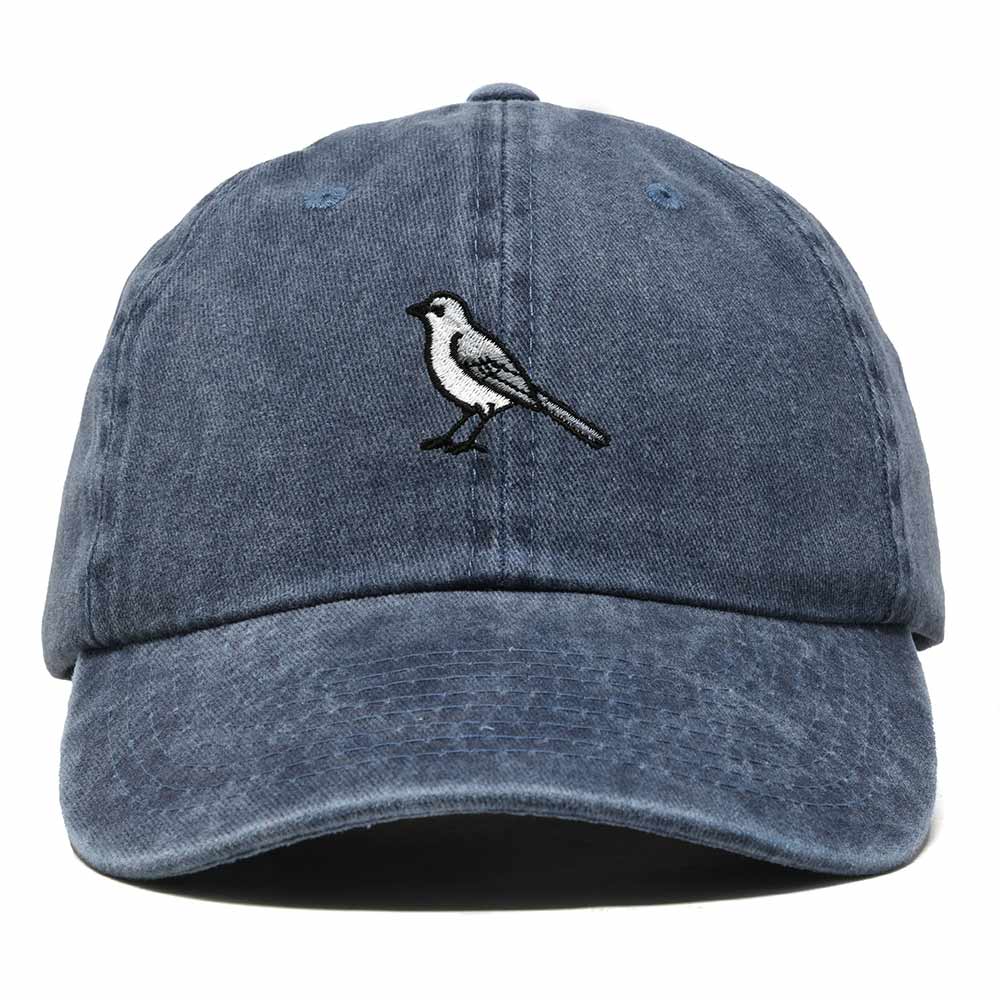 Dalix Northern Mockingbird Arkansas Embroidered Bird Cotton Baseball Cap Dad Hat Mens Womens Outdoor Summer in Washed Navy Blue