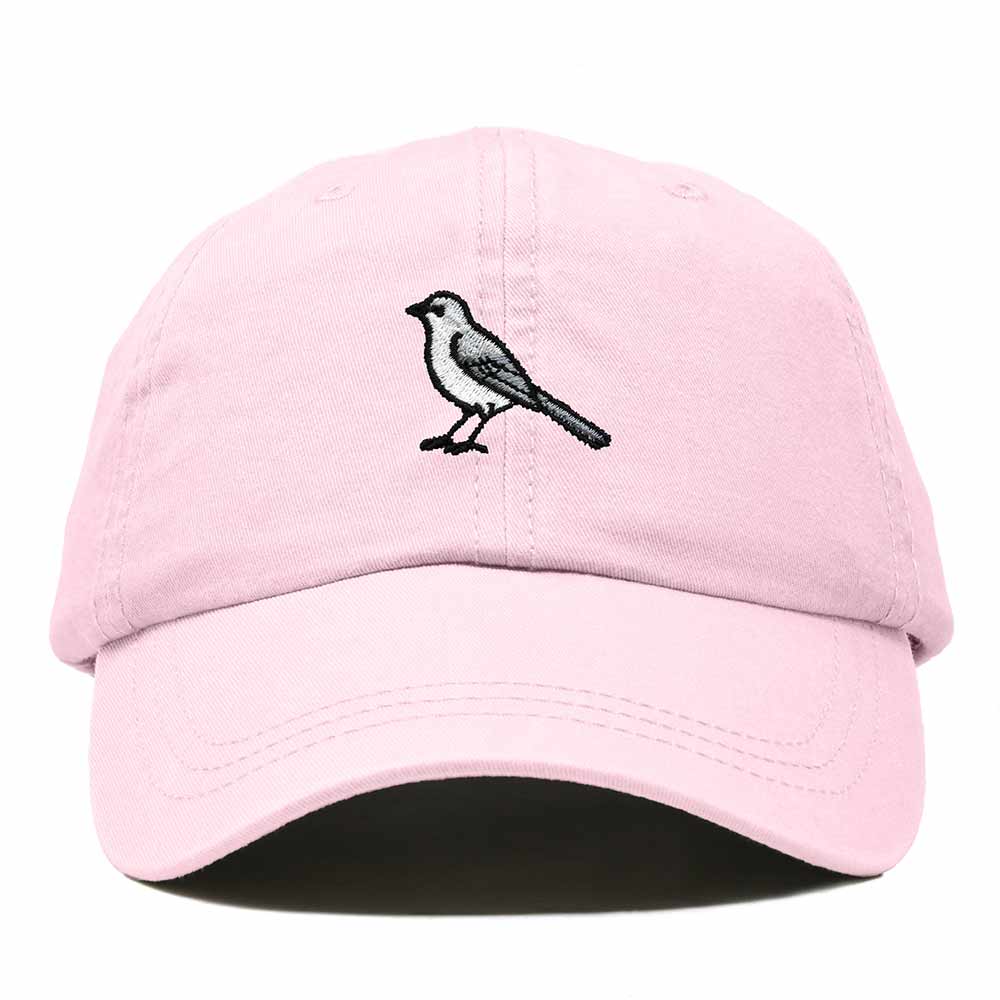 Dalix Northern Mockingbird Tennessee Embroidered Bird Cotton Baseball Cap Dad Hat Mens Womens Outdoor Summer in Washed Pink