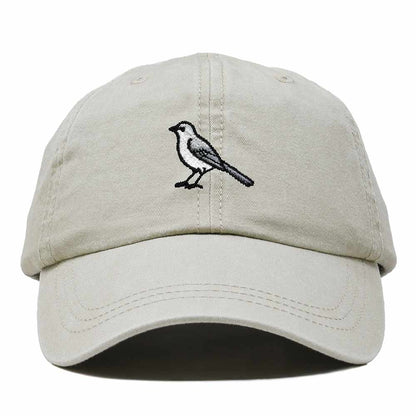 Dalix Northern Mockingbird Texas Embroidered Bird Cotton Baseball Cap Dad Hat Mens Womens Outdoor Summer in Washed Stone White