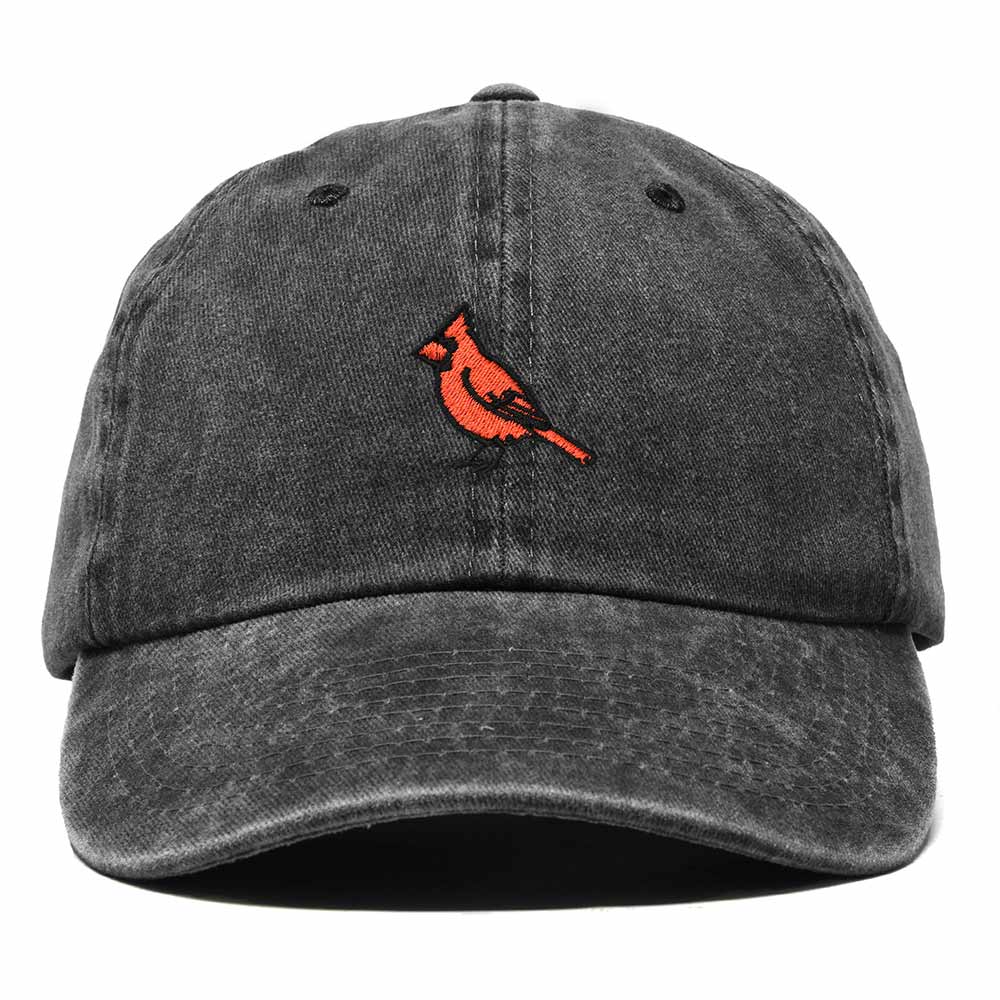 Dalix Northern Cardinal Illinois Embroidered Bird Cotton Baseball Cap Dad Hat Mens Womens Outdoor Summer in Washed Black