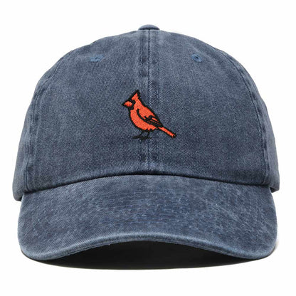 Dalix Northern Cardinal Indiana Embroidered Bird Cotton Baseball Cap Dad Hat Mens Womens Outdoor Summer in Washed Navy Blue