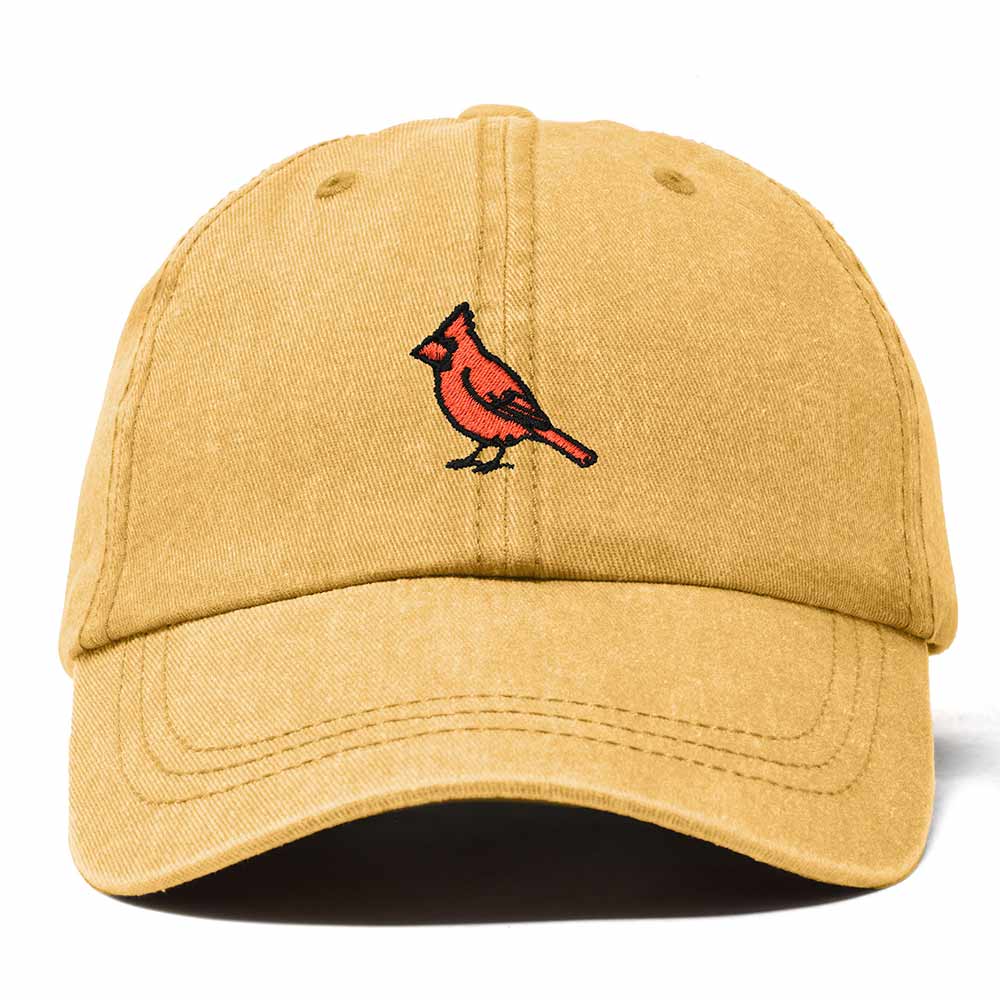 Dalix Northern Cardinal Kentucky Embroidered Bird Cotton Baseball Cap Dad Hat Mens Womens Outdoor Summer in Washed Gold