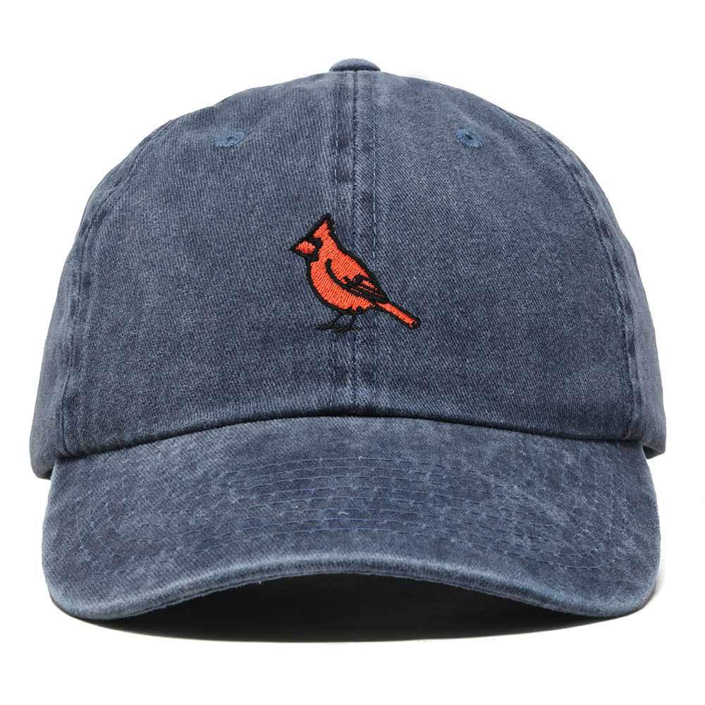 Dalix Northern Cardinal Virginia Embroidered Bird Cotton Baseball Cap Dad Hat Mens Womens Outdoor Summer in Washed Navy Blue