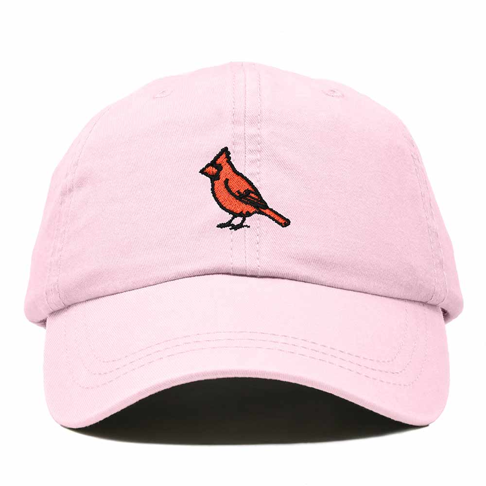 Dalix Northern Cardinal West Virginia Embroidered Bird Cotton Baseball Cap Dad Hat Mens Womens Outdoor Summer in Washed Pink