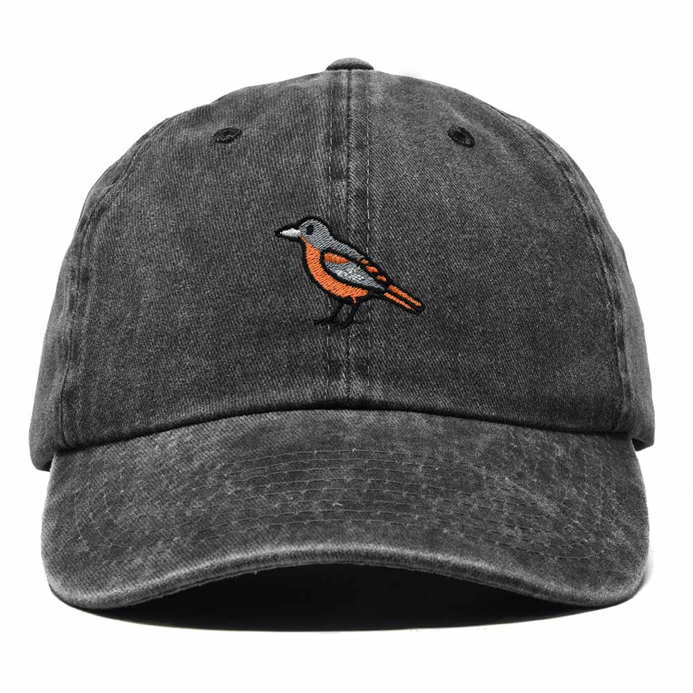 Dalix Oriole Maryland Embroidered Bird Cotton Baseball Cap Dad Hat Mens Womens Outdoor Summer in Washed Black