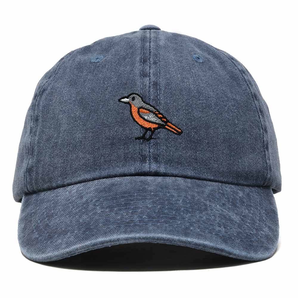 Dalix Oriole Maryland Embroidered Bird Cotton Baseball Cap Dad Hat Mens Womens Outdoor Summer in Washed Navy Blue